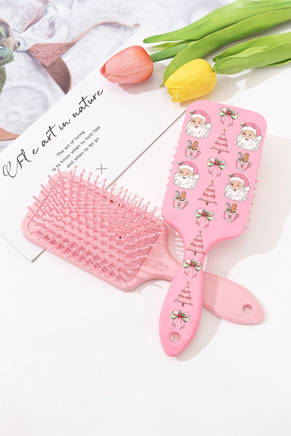 Pink Sweet Santa Christmas Elements Printed Air Cushion Comb - loveforevers