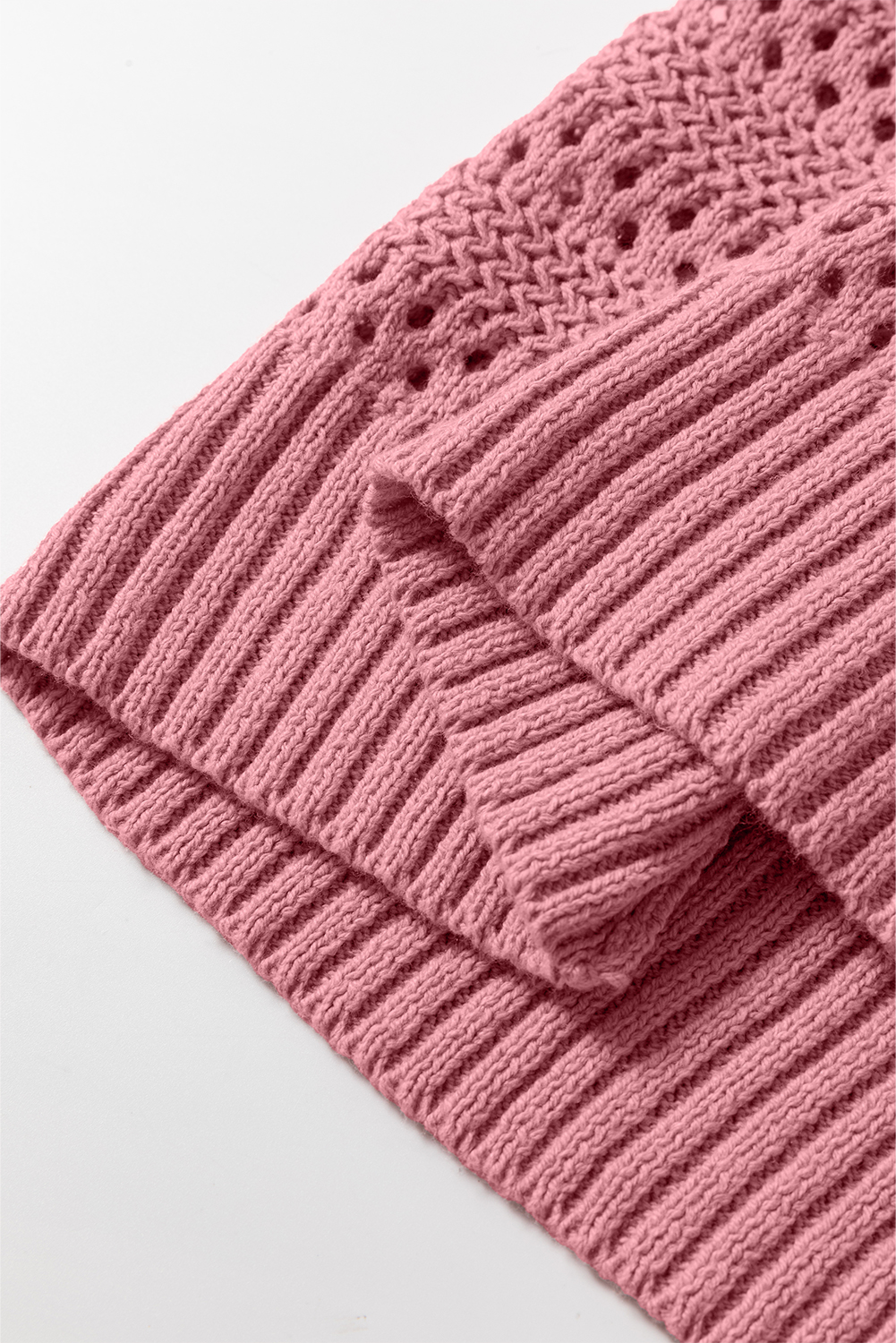 Peach Blossom Pointelle Knit Raglan Sleeve Hooded Sweater - loveforevers
