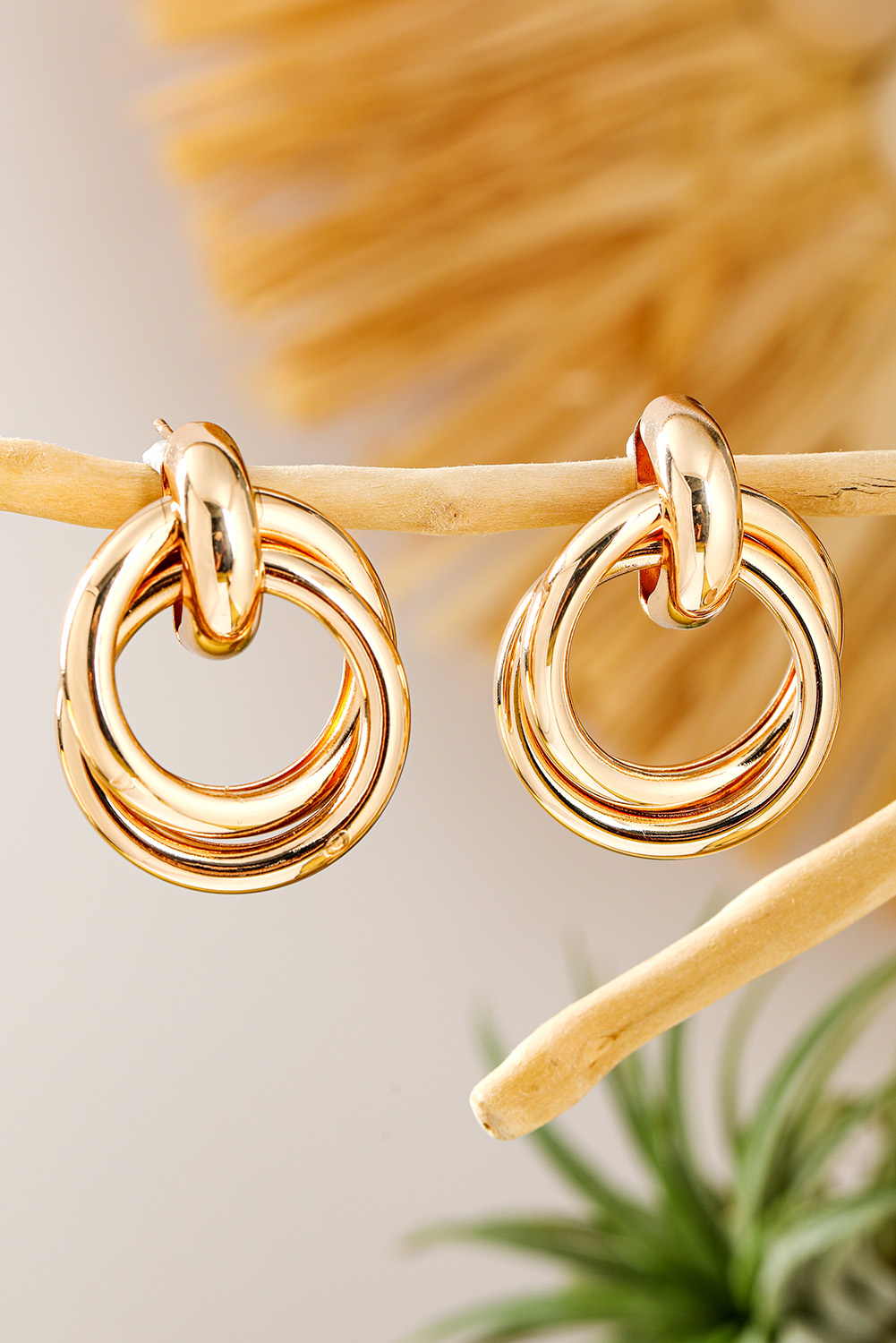 Gold Circles Plated Alloy Stud Earrings - loveforevers