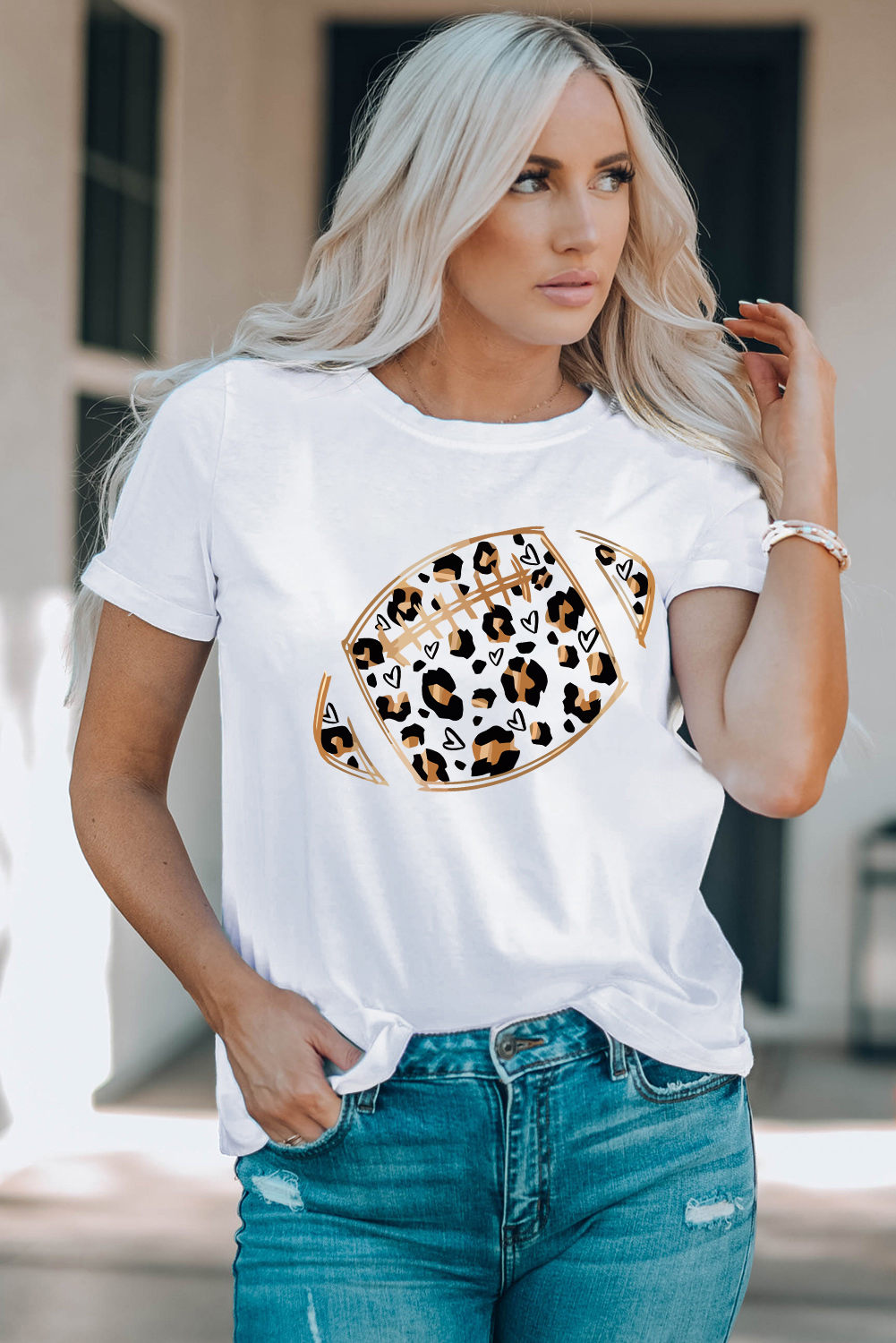Khaki Game Day Rugby Football Season Leopard Lightning T Shirt - loveforevers