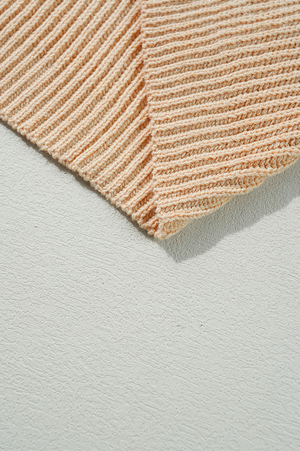 Apricot Cable Knit Drop Shoulder Side Slits Loose Sweater - loveforevers