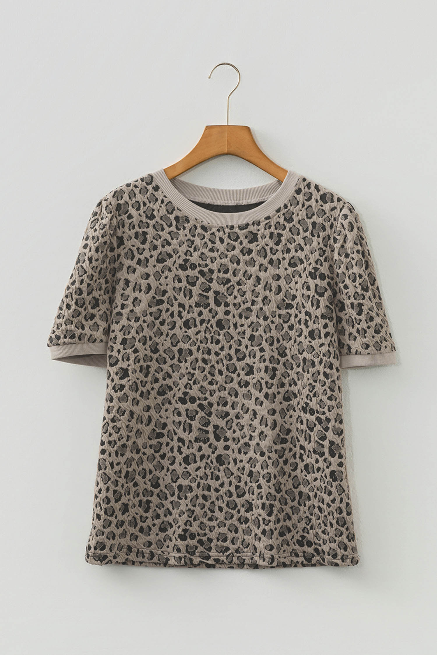Beige Zip up Collared Leopard Cap Sleeve Top - loveforevers