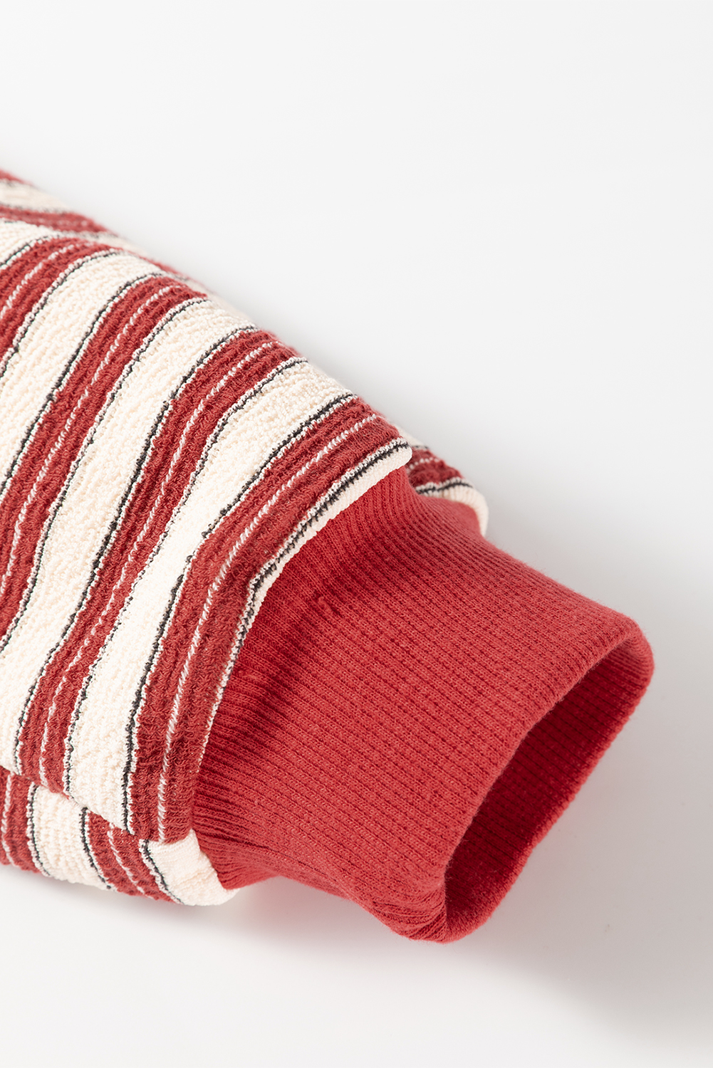 Red Stripe Buttoned V Neck Collared Drop Shoulder Top - loveforevers