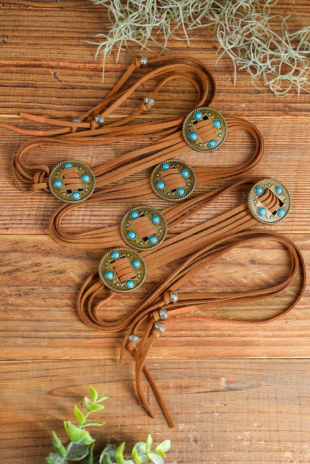Chestnut Western Turquoise Decor Layered String Tassel Belt - loveforevers