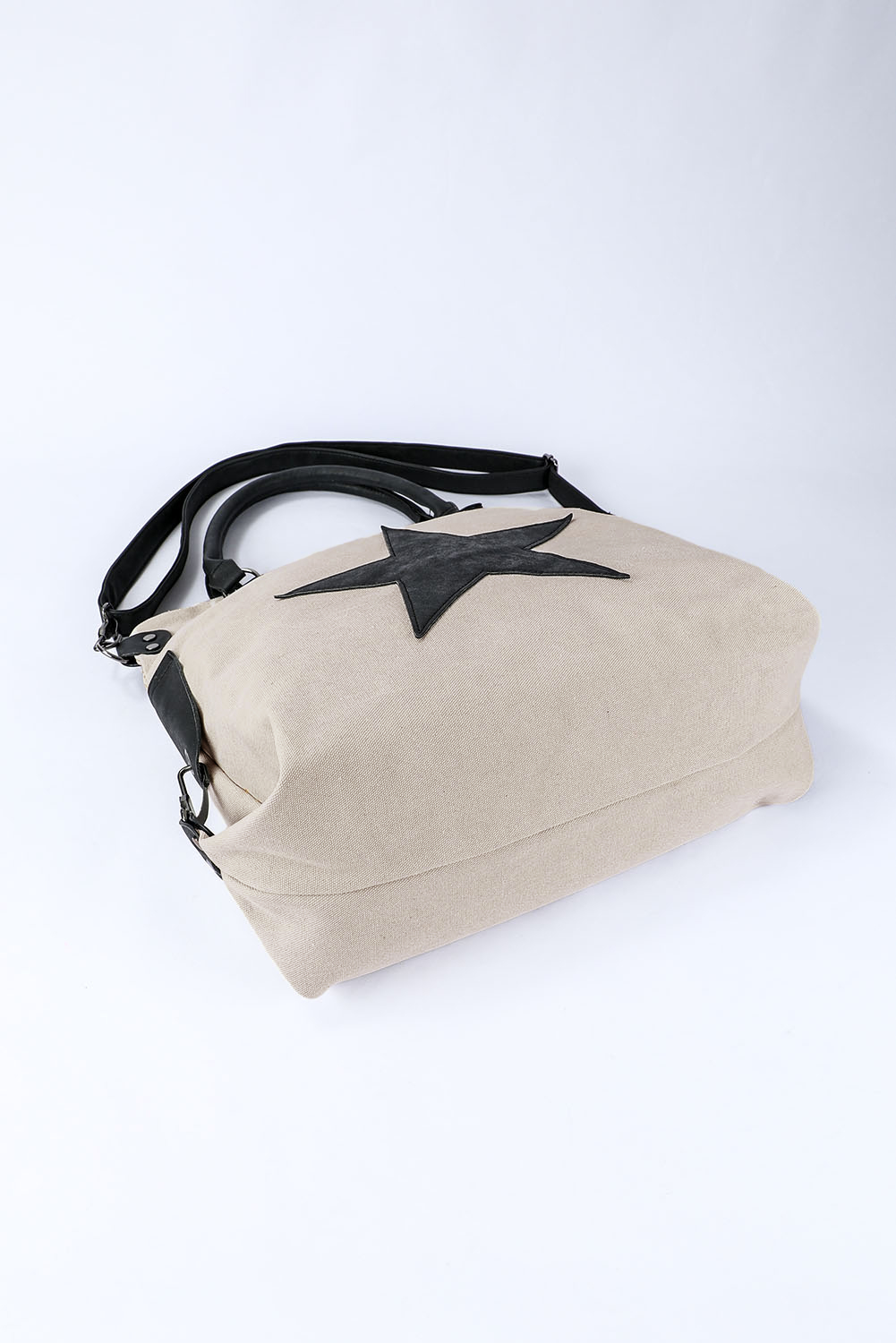 Beige Casual Five-pointed Star Canvas Tote Bag - loveforevers