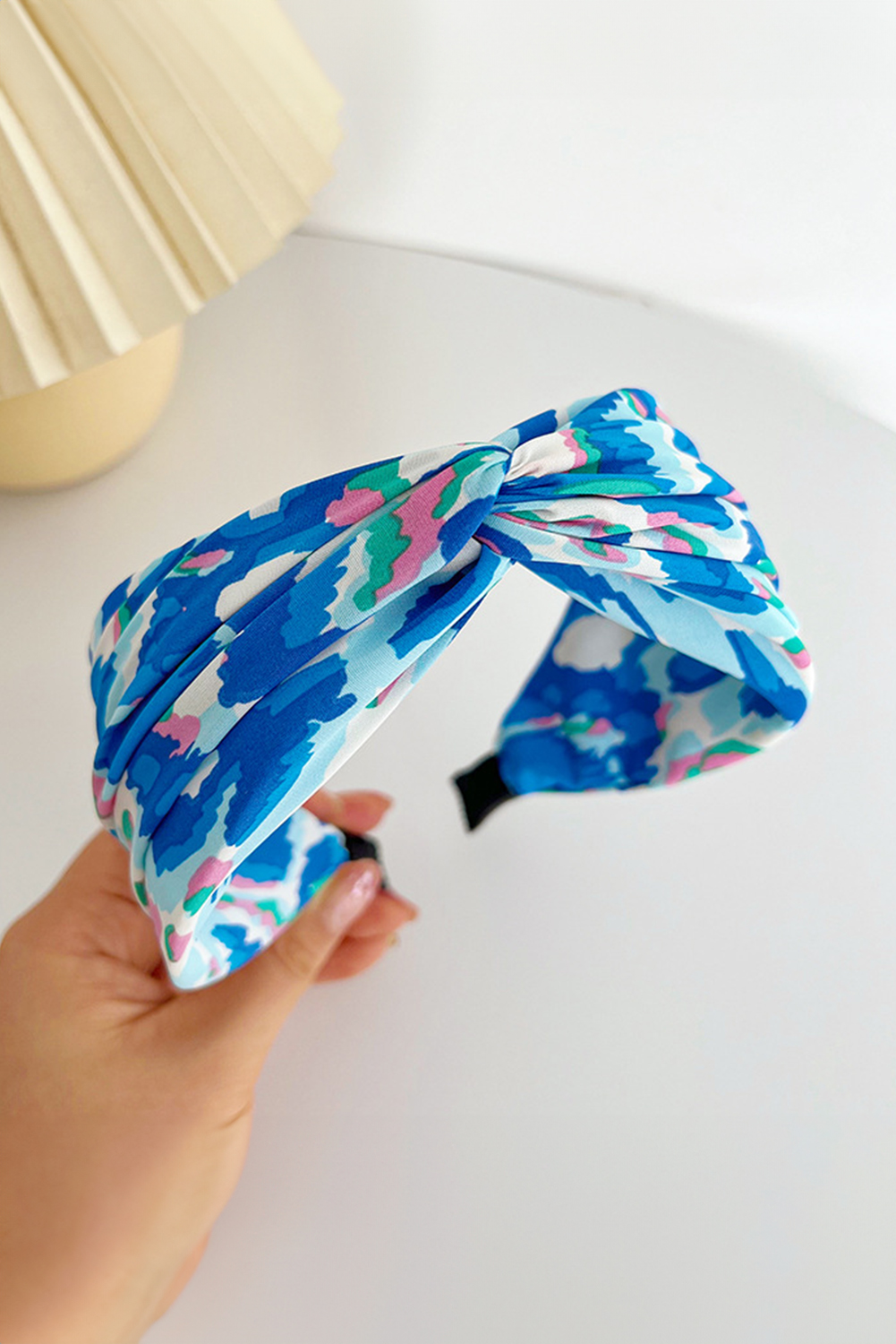 Blue Bohemian Vacation Fashion Print Twisted Hair Band - loveforevers