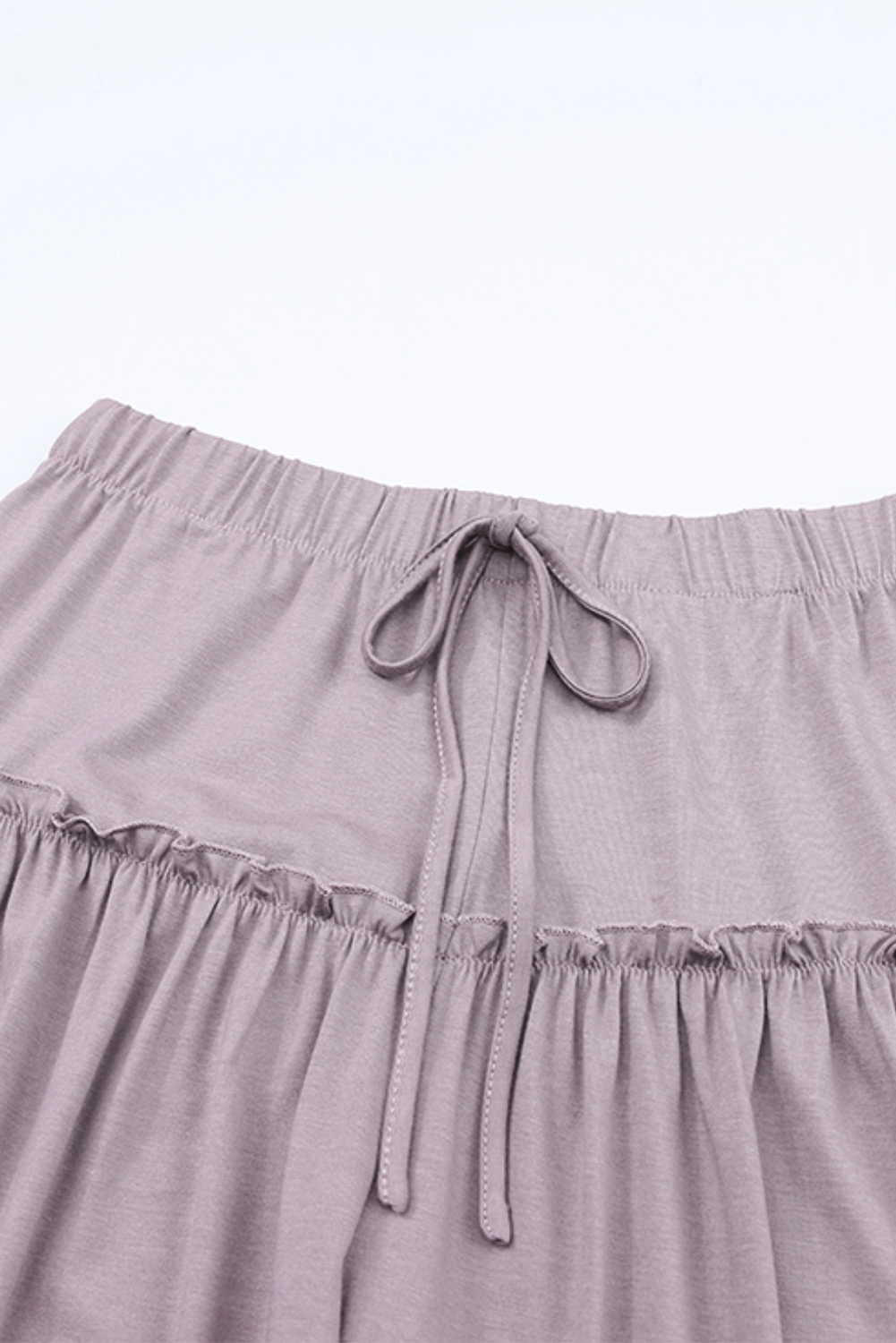 Khaki Frilled Drawstring High Waist Wide Leg Pants - loveforevers