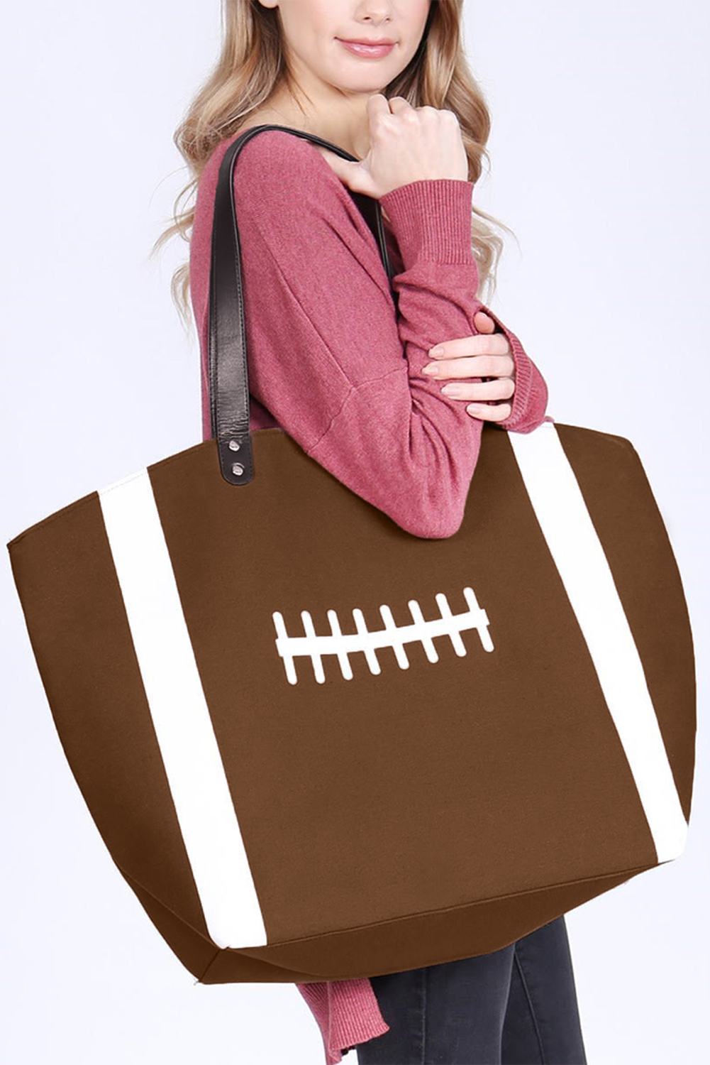 White Baseball Pattern Canvas Large Tote Bag - loveforevers
