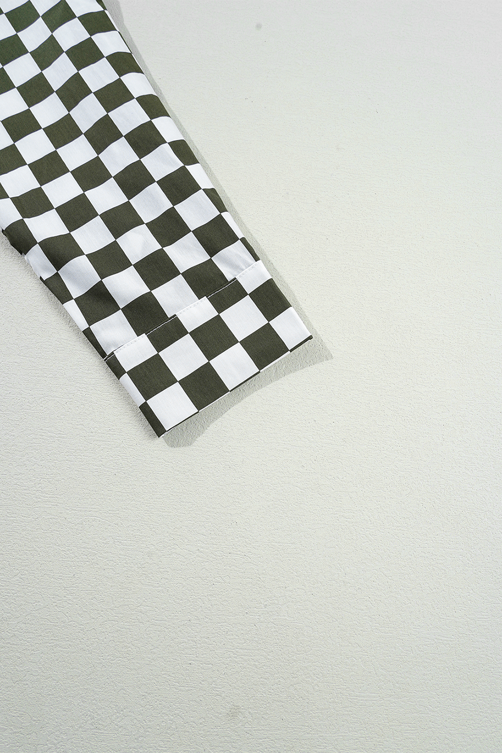 Green Checkerboard Printed Drop Shoulder Loose Casual Shirt - loveforevers