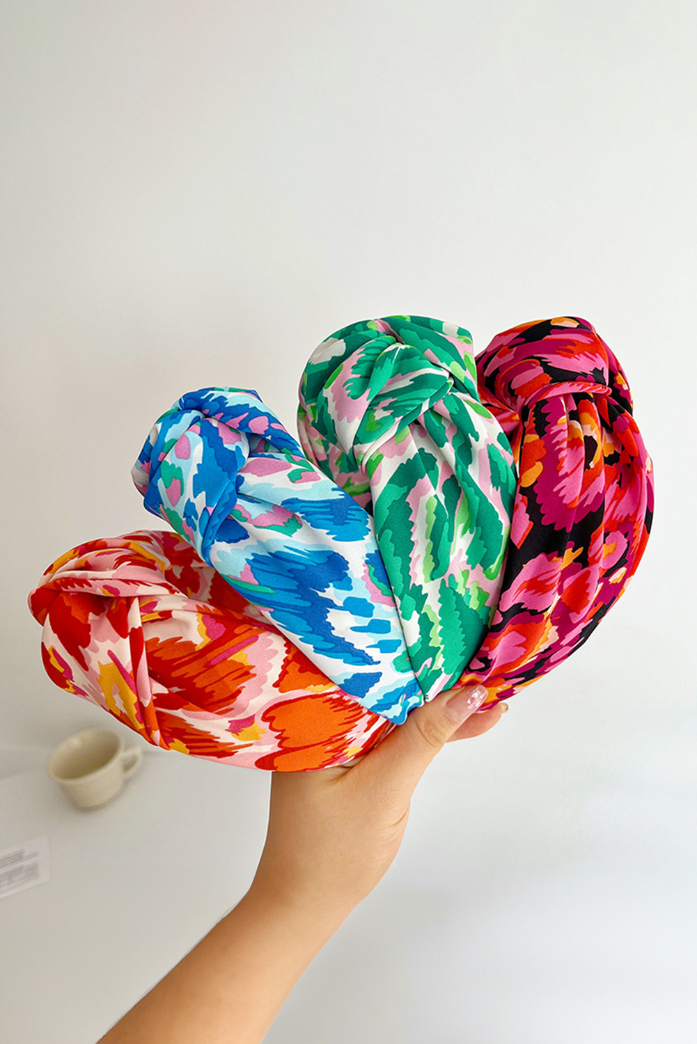 Blue Bohemian Vacation Fashion Print Twisted Hair Band - loveforevers