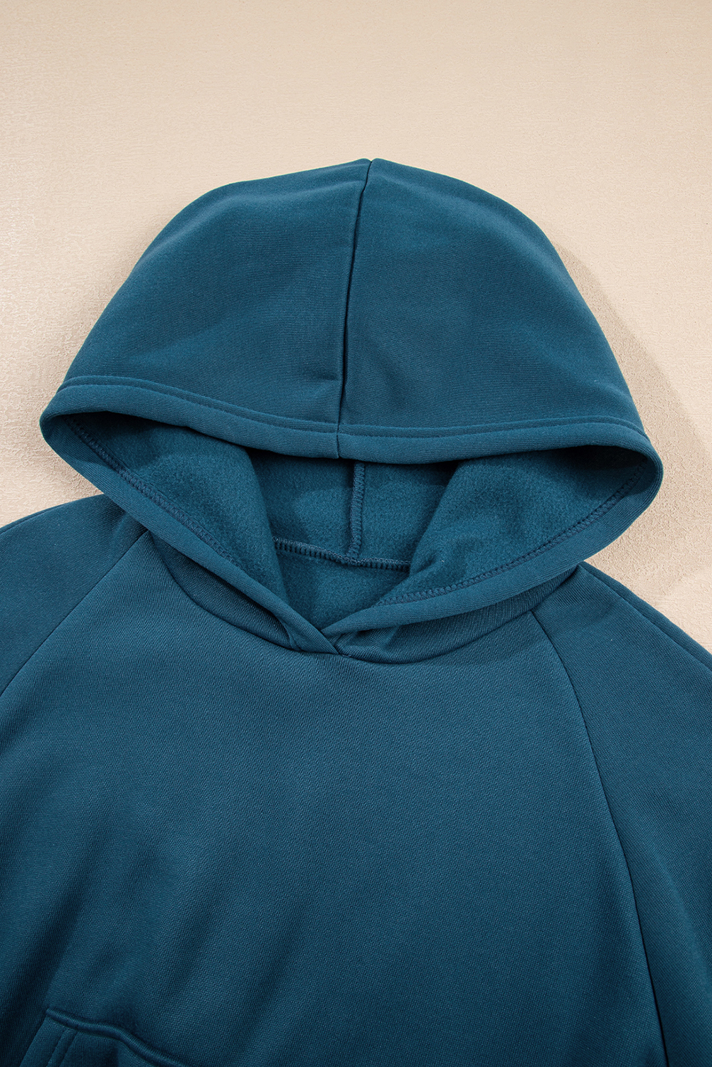 Peacock Blue Cozy Hooded Sweatshirt Drawstring Elastic Waistband Cargo Pant Set - loveforevers
