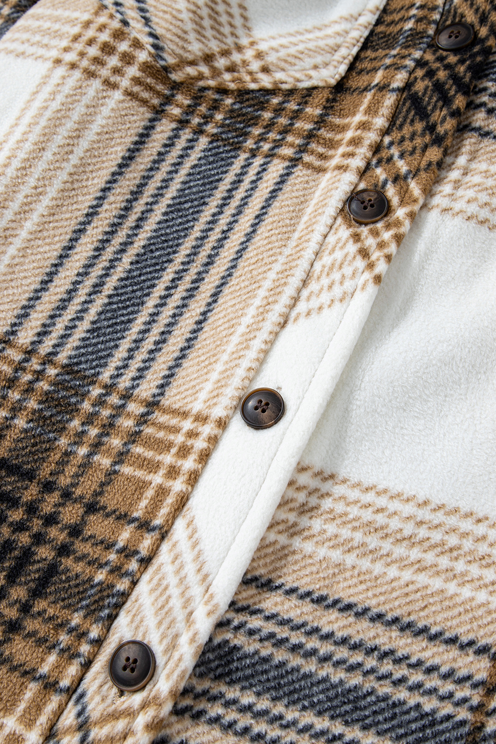 Multicolour Plaid Print Flap Pocket Button Up Shacket - loveforevers