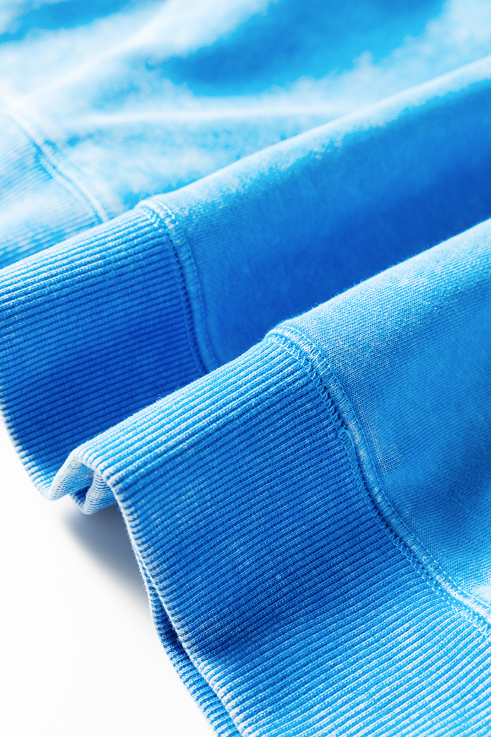 Blue Mineral Wash Raw Seam Double Patched Pocket Pullover Sweatshirt - loveforevers