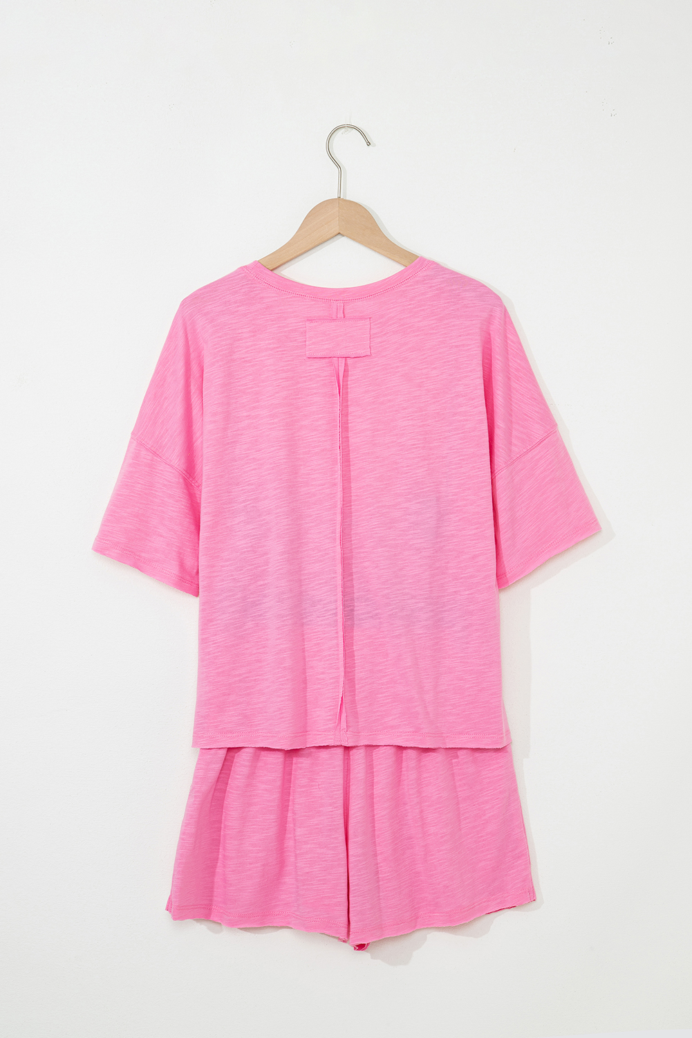 Sachet Pink Loose Fit Half Sleeve T Shirt and High Waist Skirt Set - loveforevers