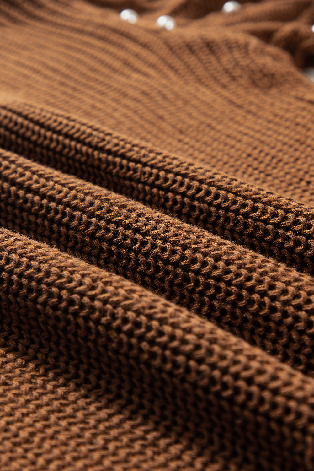 Chestnut Beaded Drop Shoulder Round Neck Sweater - loveforevers