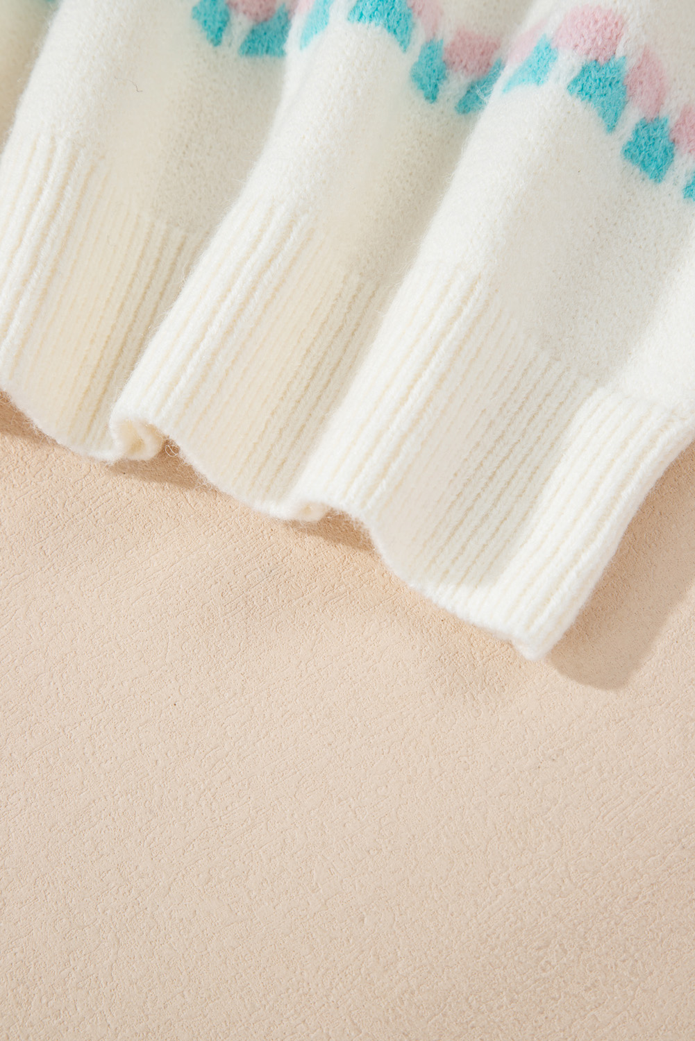 White Striped Christmas Tree Ribbed Trim Drop Shoulder Sweater - loveforevers