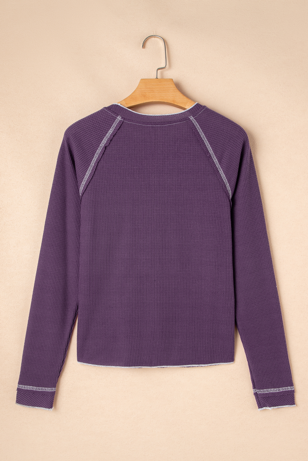 Smoke Gray Textured Round Neck Long Sleeve Top - loveforevers