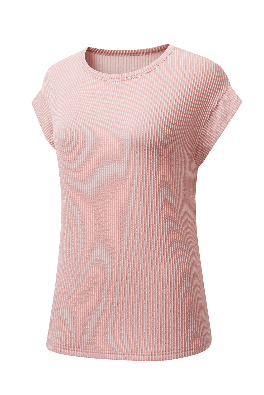 Gray Twisted Rib Wide Sleeve Crew Neck T Shirt - loveforevers