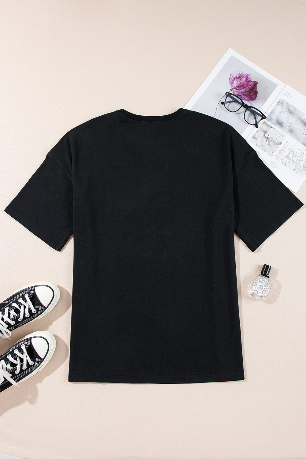 Black Paisley Print Crew Neck Loose Fit Tunic Tee - loveforevers