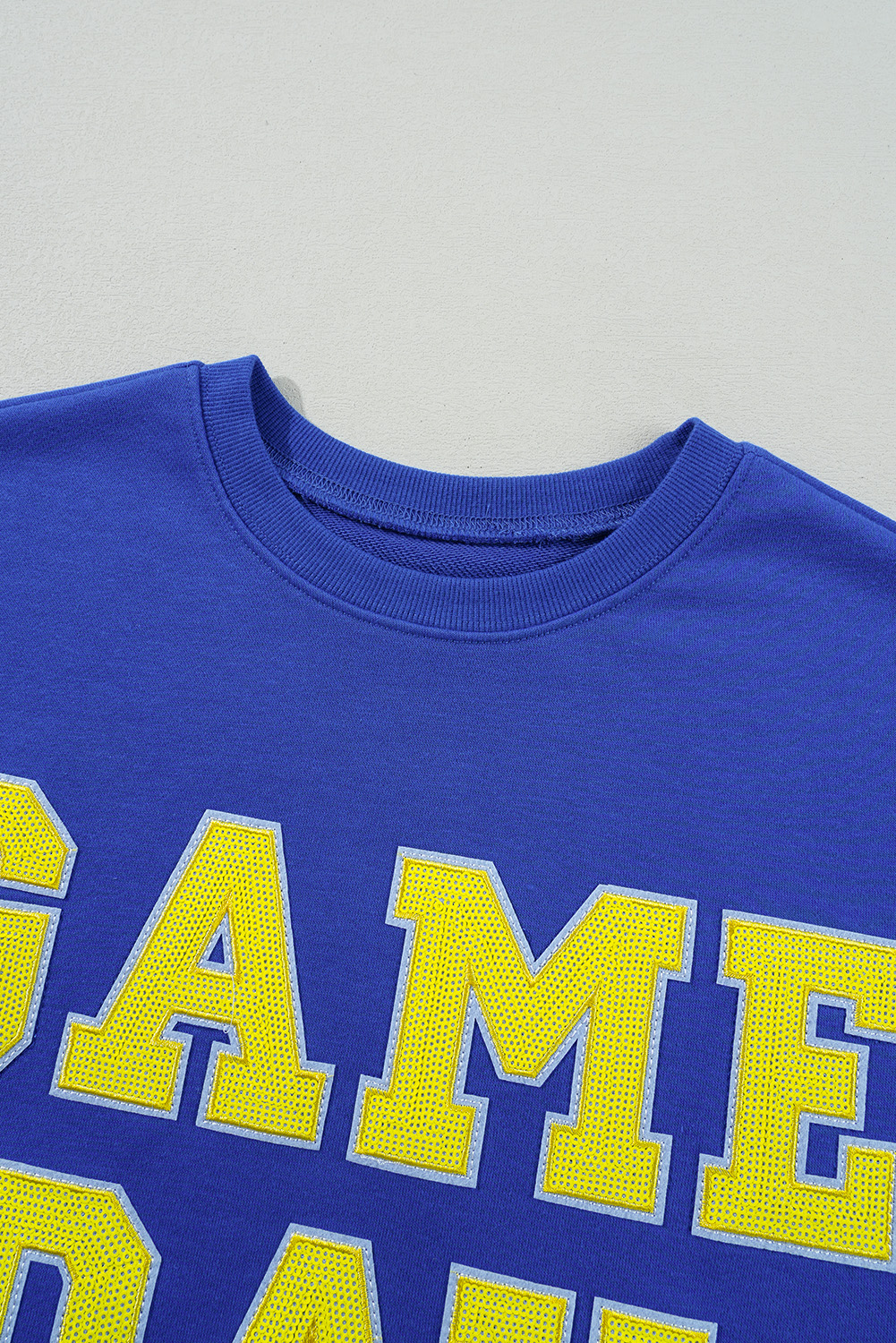 Dark Blue Game Day Crew Neck Graphic Pullover Sweatshirt - loveforevers