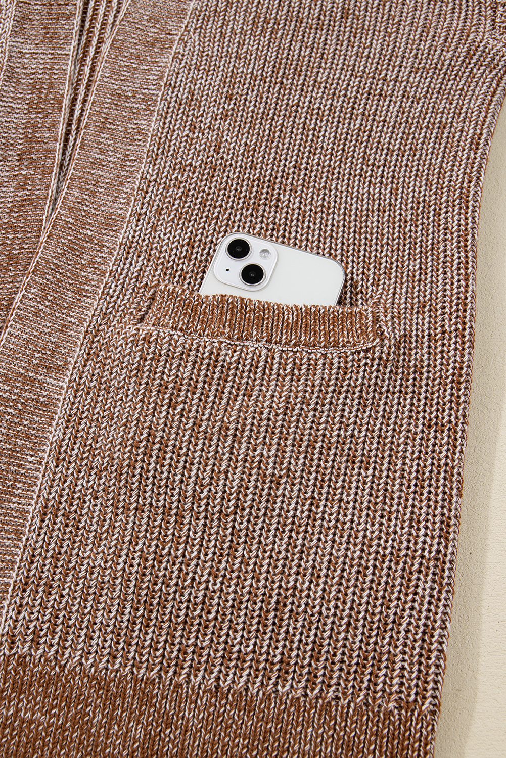 Straw Yellow Solid Open Knit Cardigan with Pockets - loveforevers