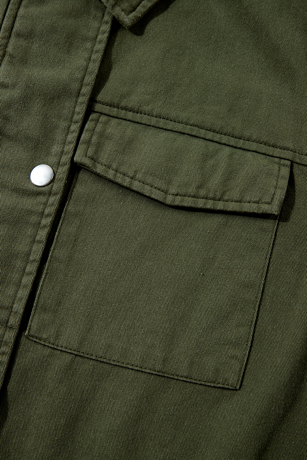 Moss Green Snap Button Zipper Tight Waist Collared Jacket - loveforevers