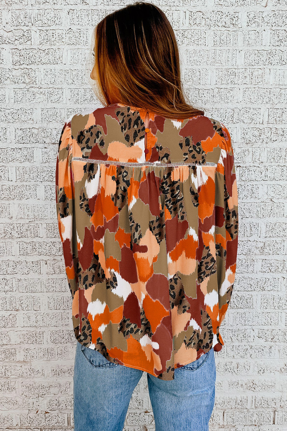 Abstract Printed Long Sleeve Blouse - loveforevers