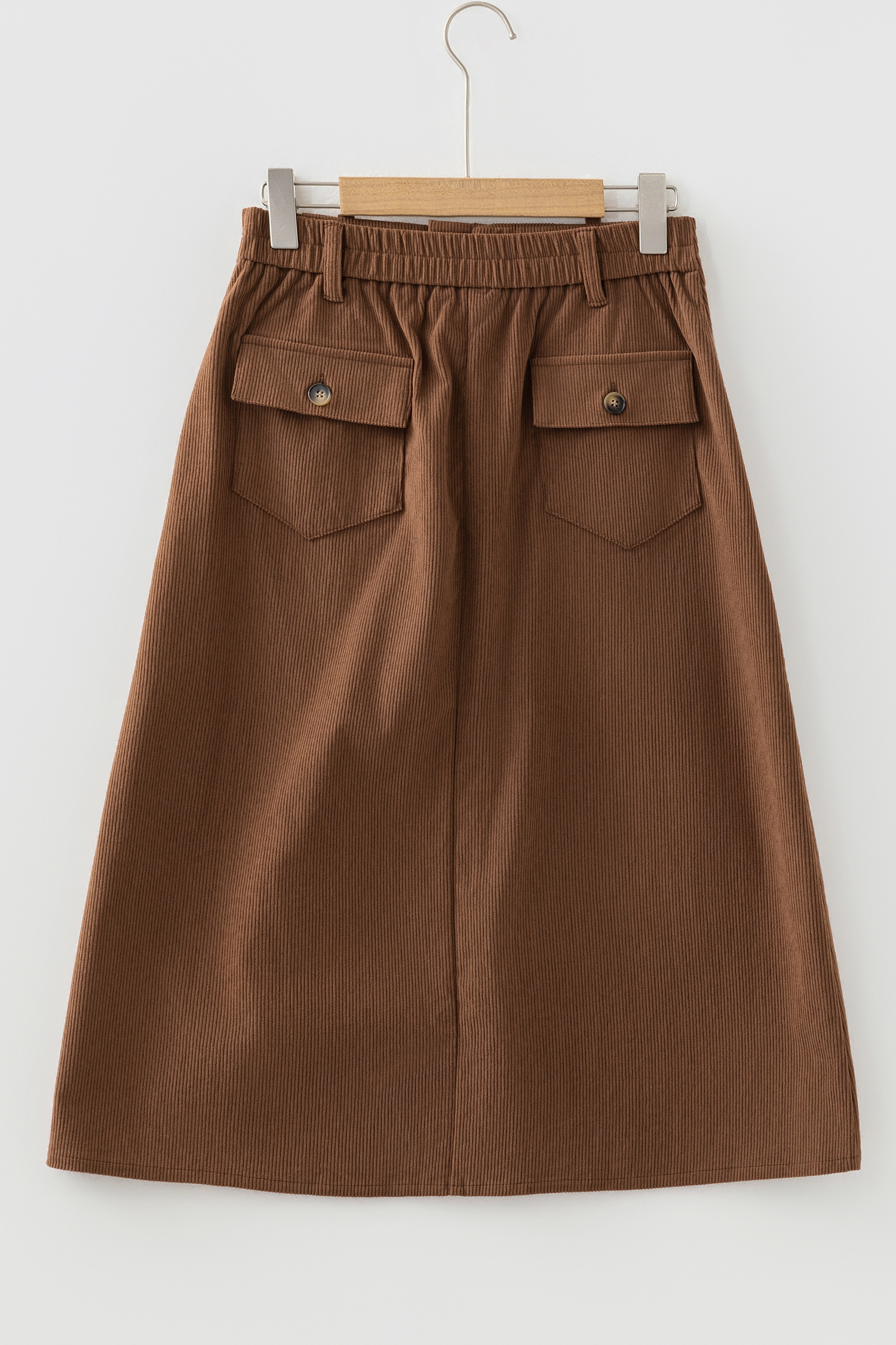 Coffee Front Slit Shift High Waist Midi Skirt - loveforevers