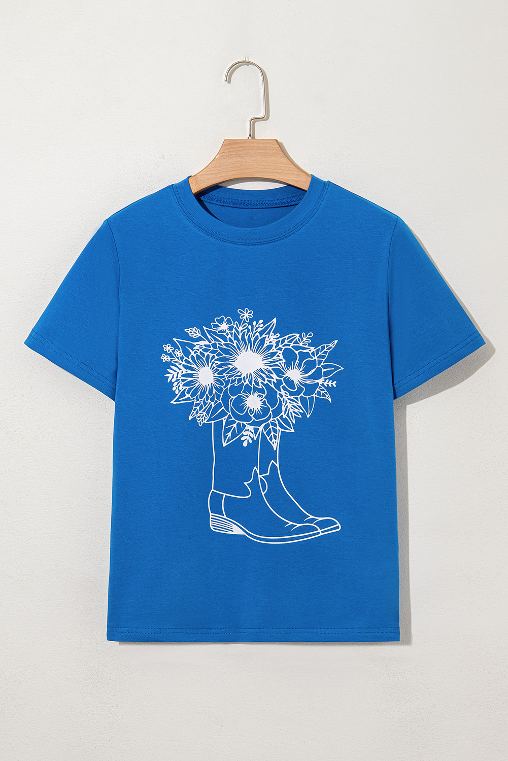 Blue Sunflower Boots Graphic Western Fashion T Shirt - loveforevers