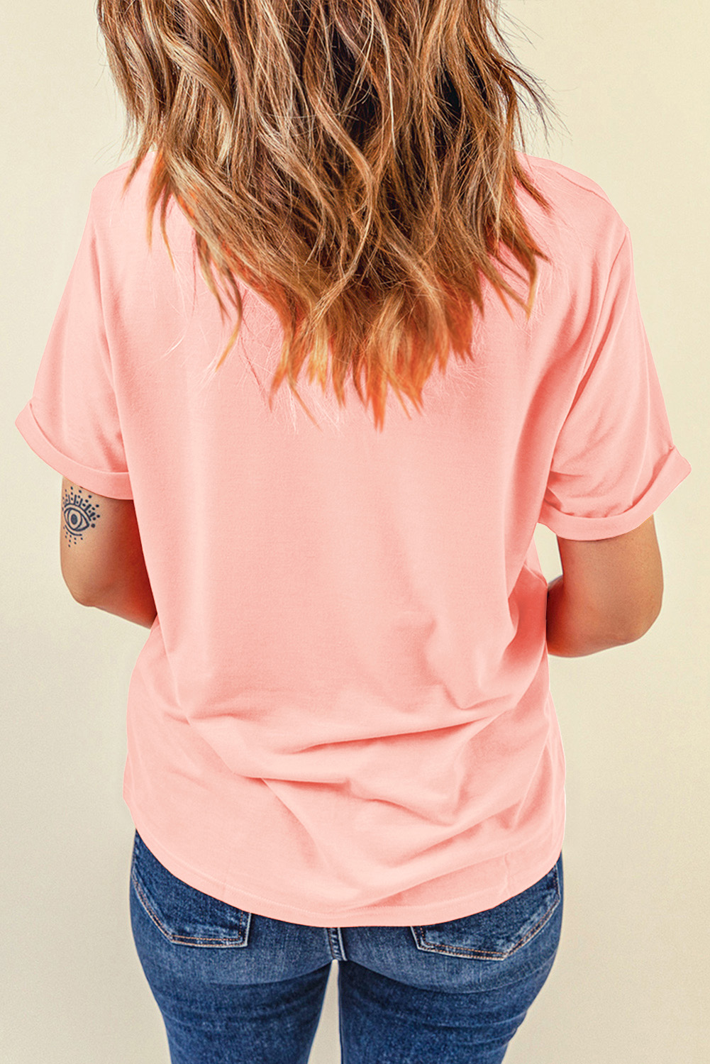 Pink Hard Rock Guitar Print Crew Neck T Shirt - loveforevers