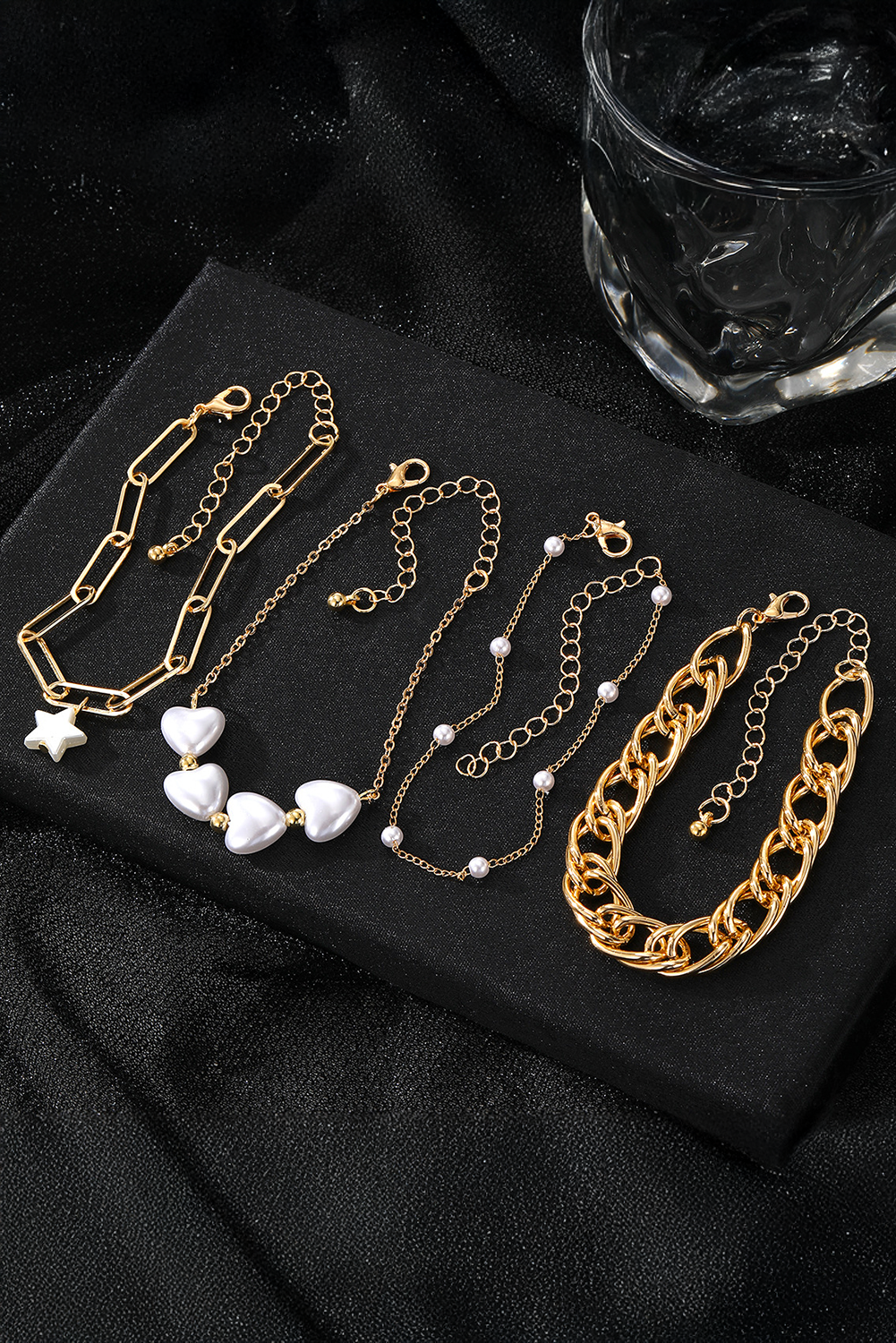 Gold Multilayer Plated Chain Peal Shell Heart Star Beading Bracelet - loveforevers