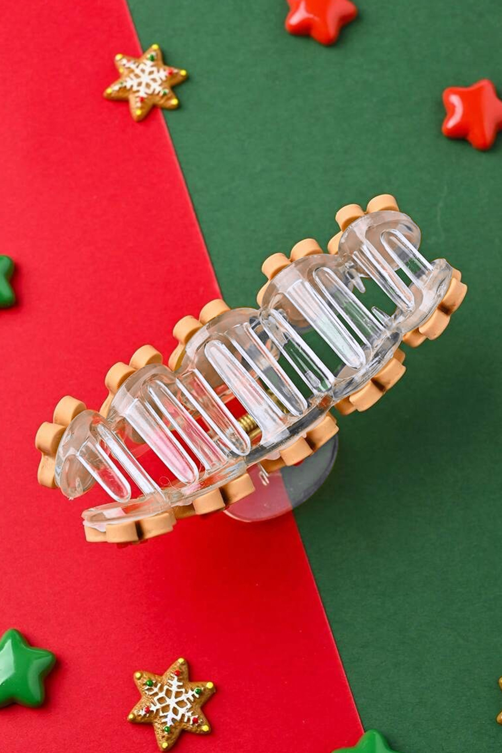 Light French Beige Cute Gingerbread Man Christmas Fashion Hair Claw Clip - loveforevers