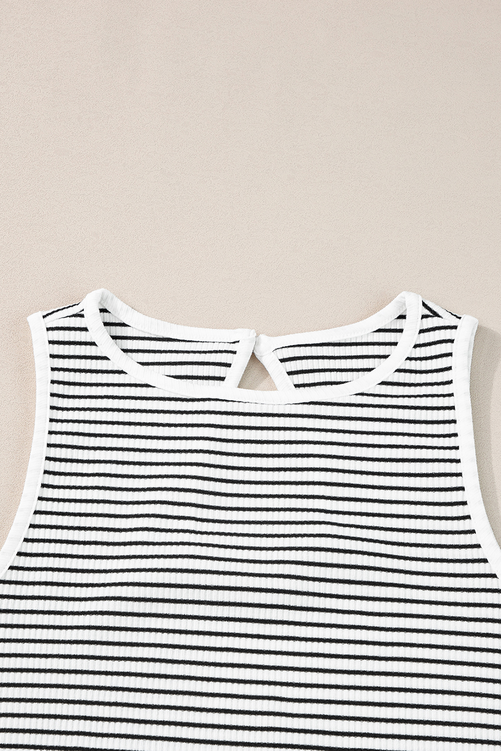 Black Striped Print Ribbed Knit Sleeveless Top - loveforevers