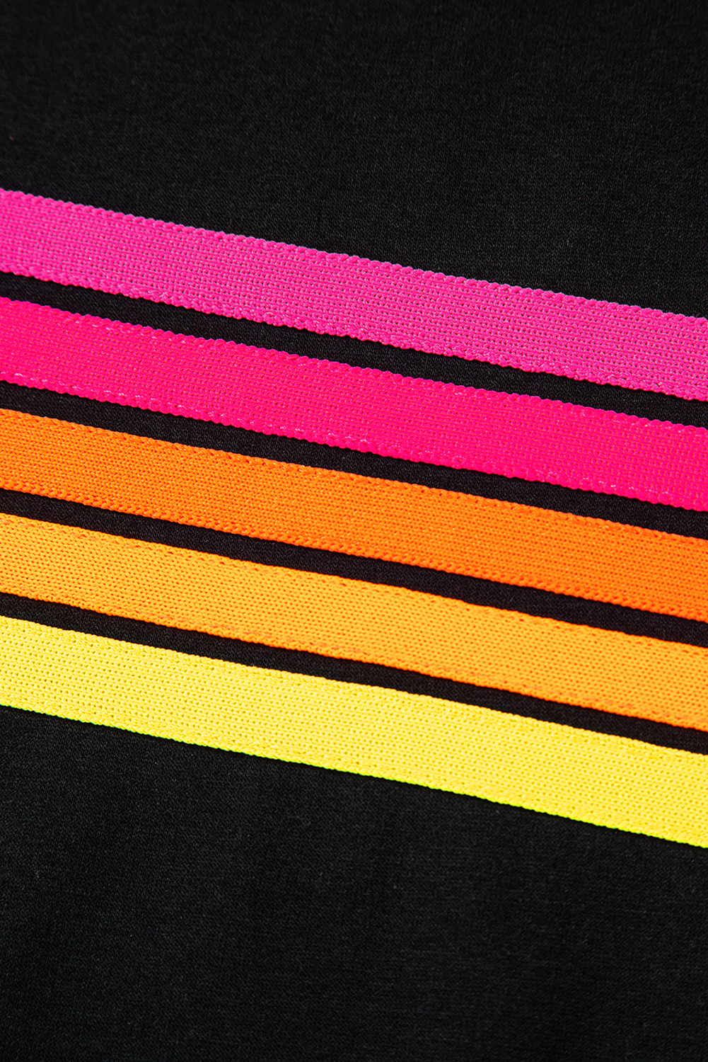 Black Striped Patch Front Casual Tee - loveforevers