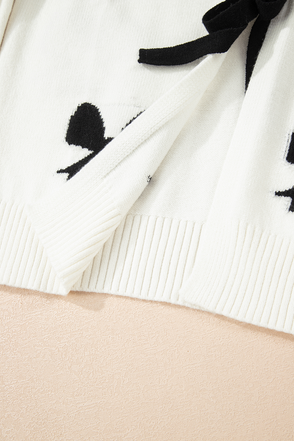 White Lace-up Bow Pattern Sweater Cardigan - loveforevers