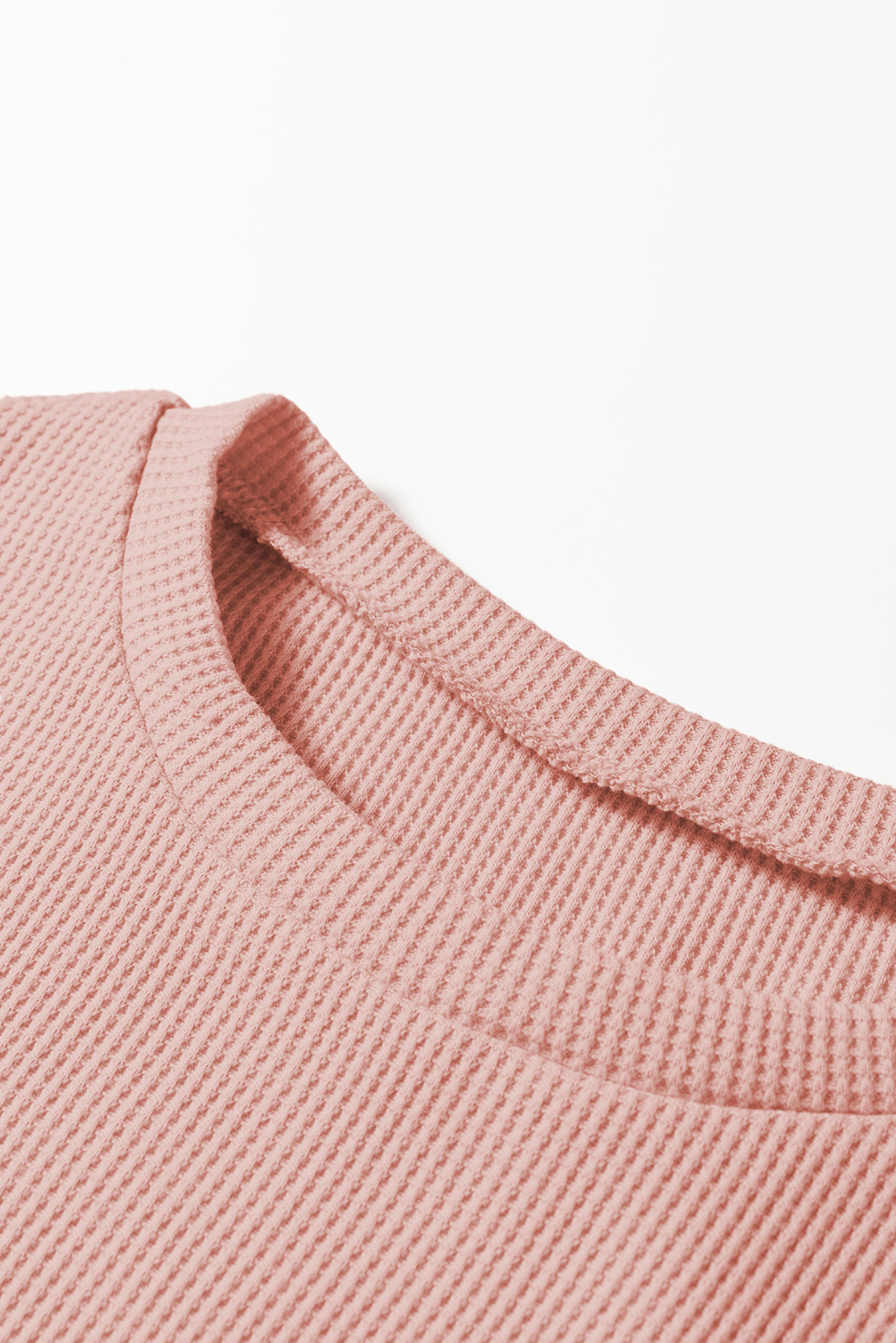 White Rounded Hem Waffle Long Sleeve Top - loveforevers