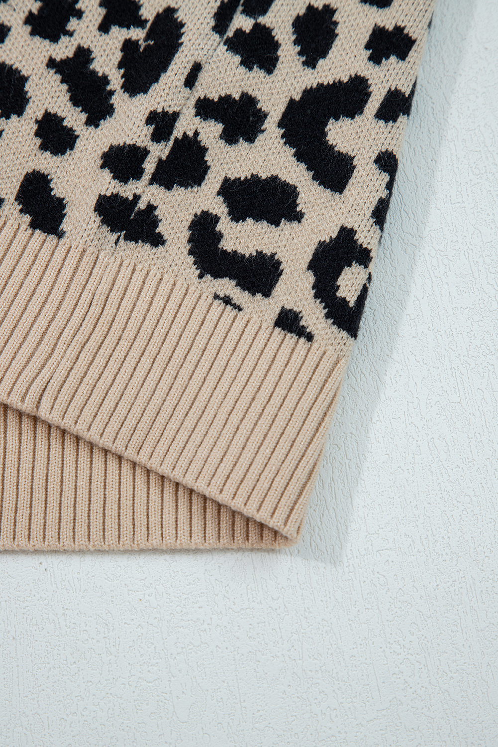 Black Leopard Drop Shoulder Chunky Knitted Cardigan Sweater - loveforevers
