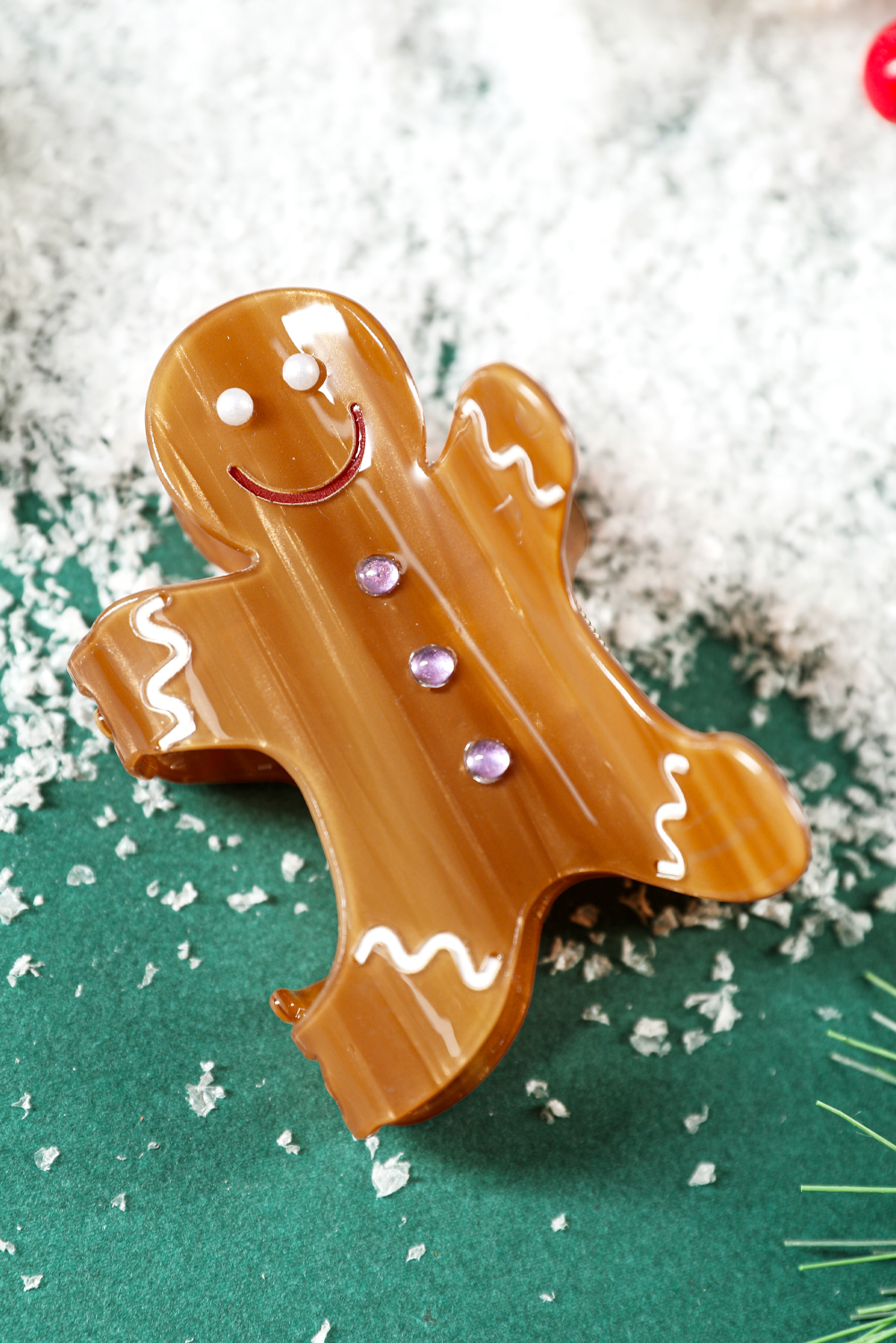 Thai Curry Pearl Rhinestone Gingerbread Man Hair Claw Clip - loveforevers