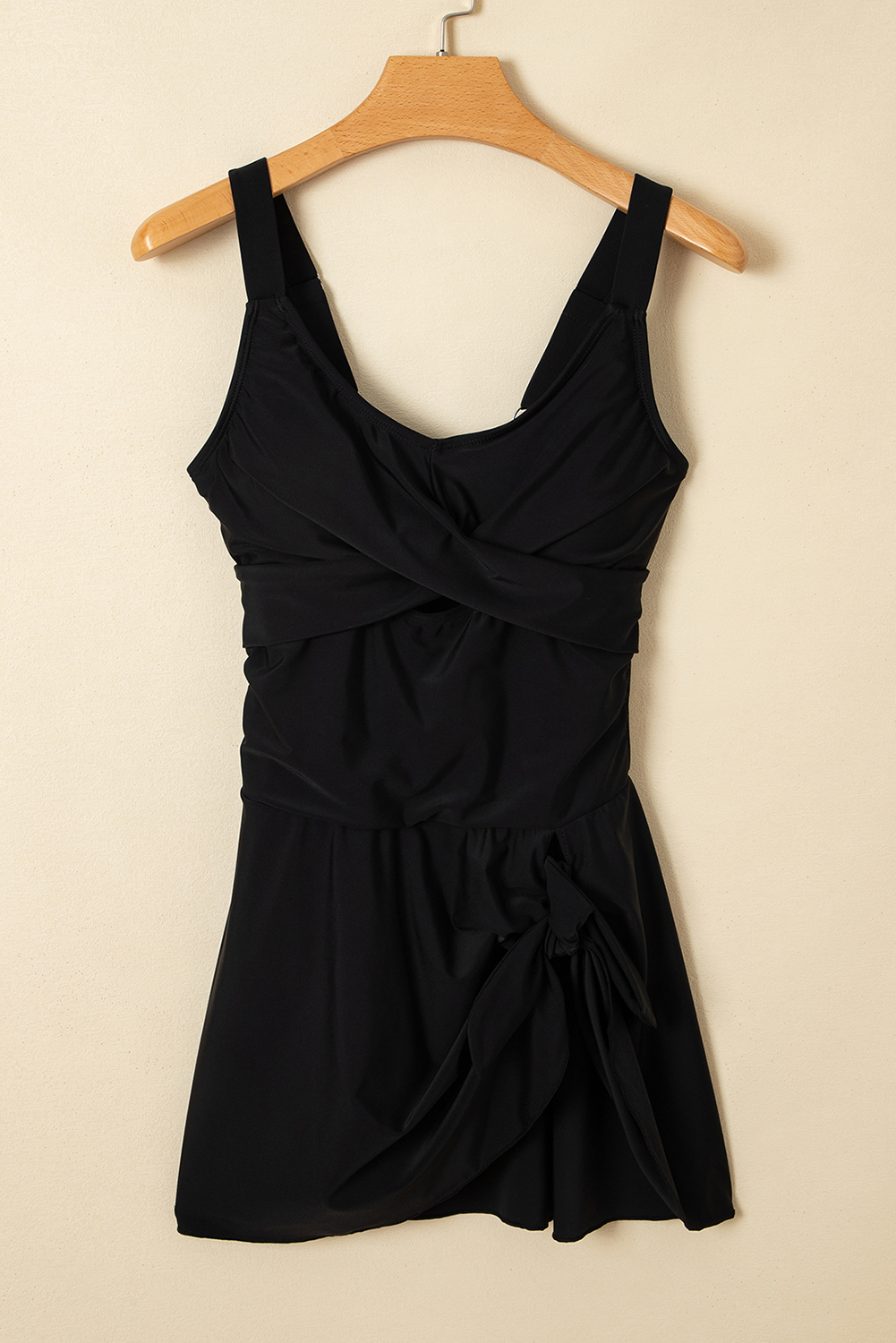 Sea Green Adjustable Straps Cutout Ruched Knot Slit One Piece Swim Dress - loveforevers