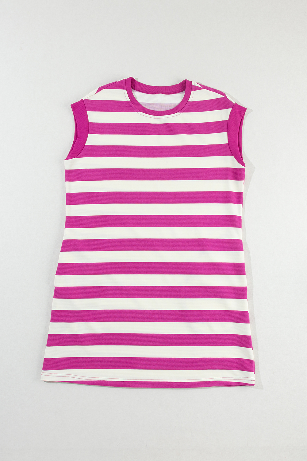 Rose Stripe Cap Sleeve Pocketed Shift T-shirt Dress - loveforevers