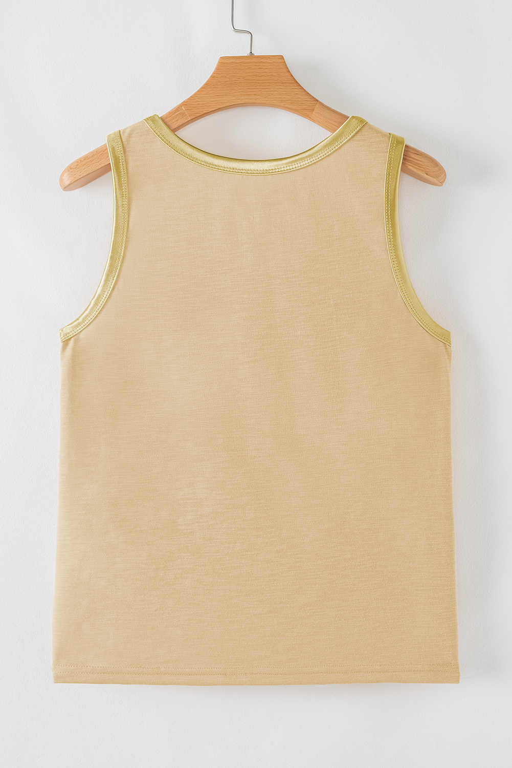 Tan Metallic Sheen Edge Scoop Neck Tank Top - loveforevers