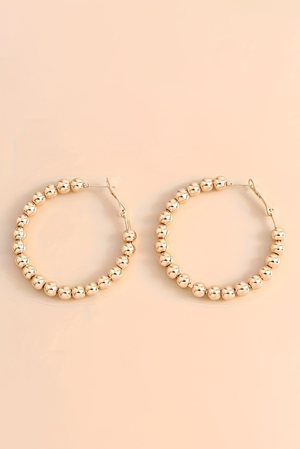 Gold Plated Beads Alloy Hoop Earrings - loveforevers