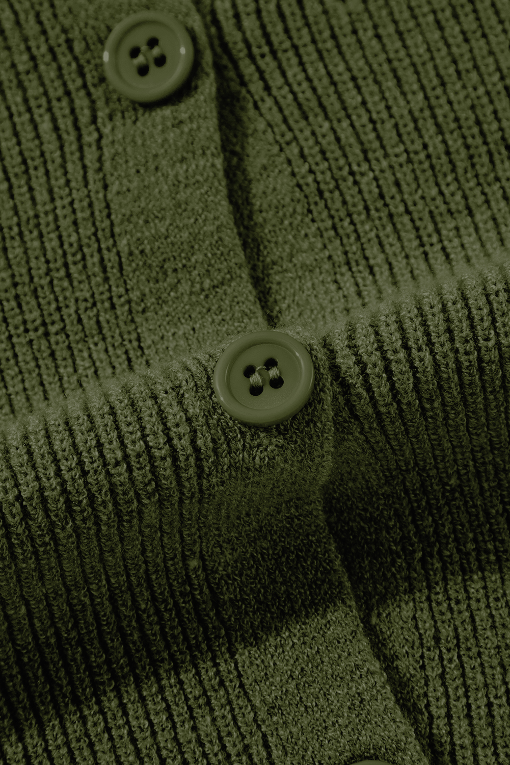 Moss Green Lightweight Ribbed Knit Button Front V Neck Cardigan - loveforevers