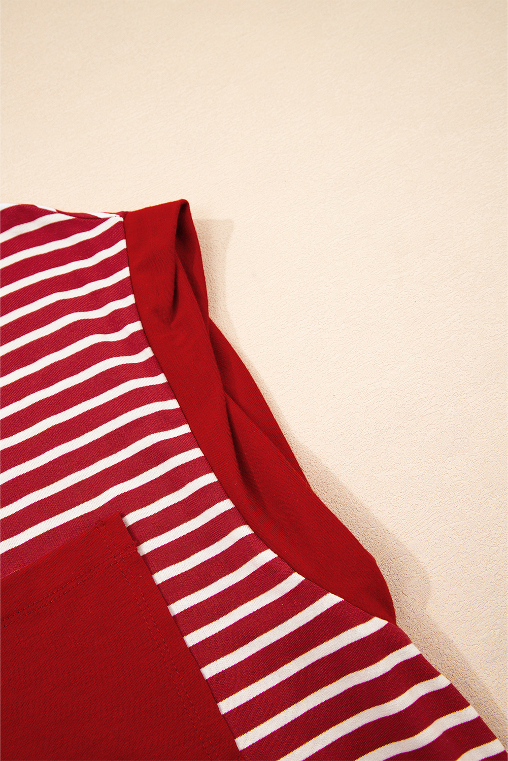Red Stripe Chest Pocket Patch Round Neck Tank Top - loveforevers