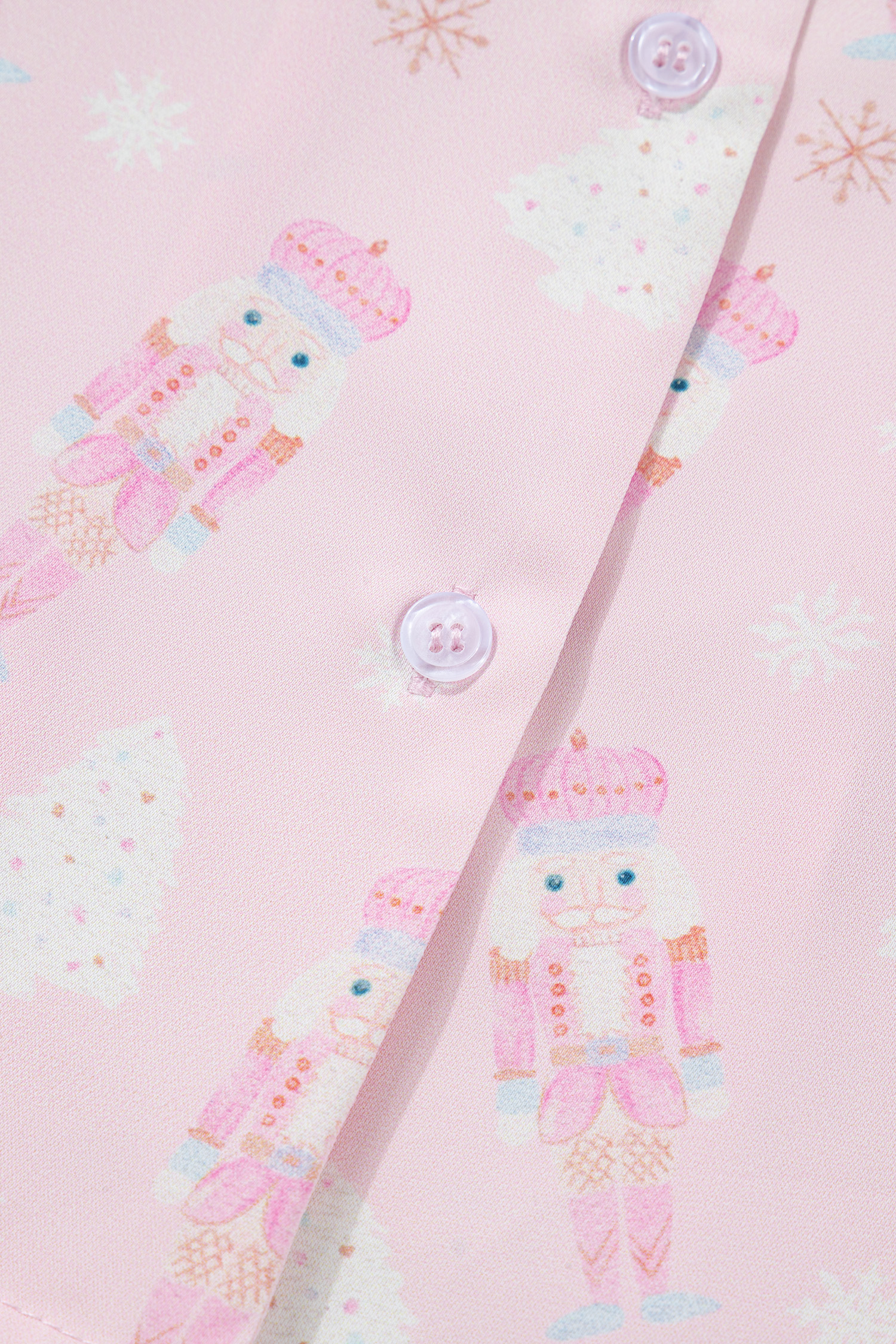 Pink Bow Tie Front Christmas Nutcracker Long Sleeve Shirt Shorts Pajama Set - loveforevers