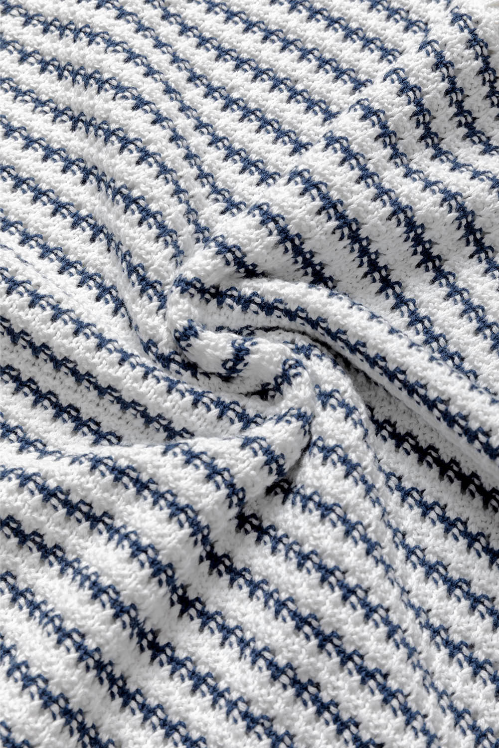 Blue Stripe Ribbed Trim Loose Fit Knitted Sweater Vest - loveforevers