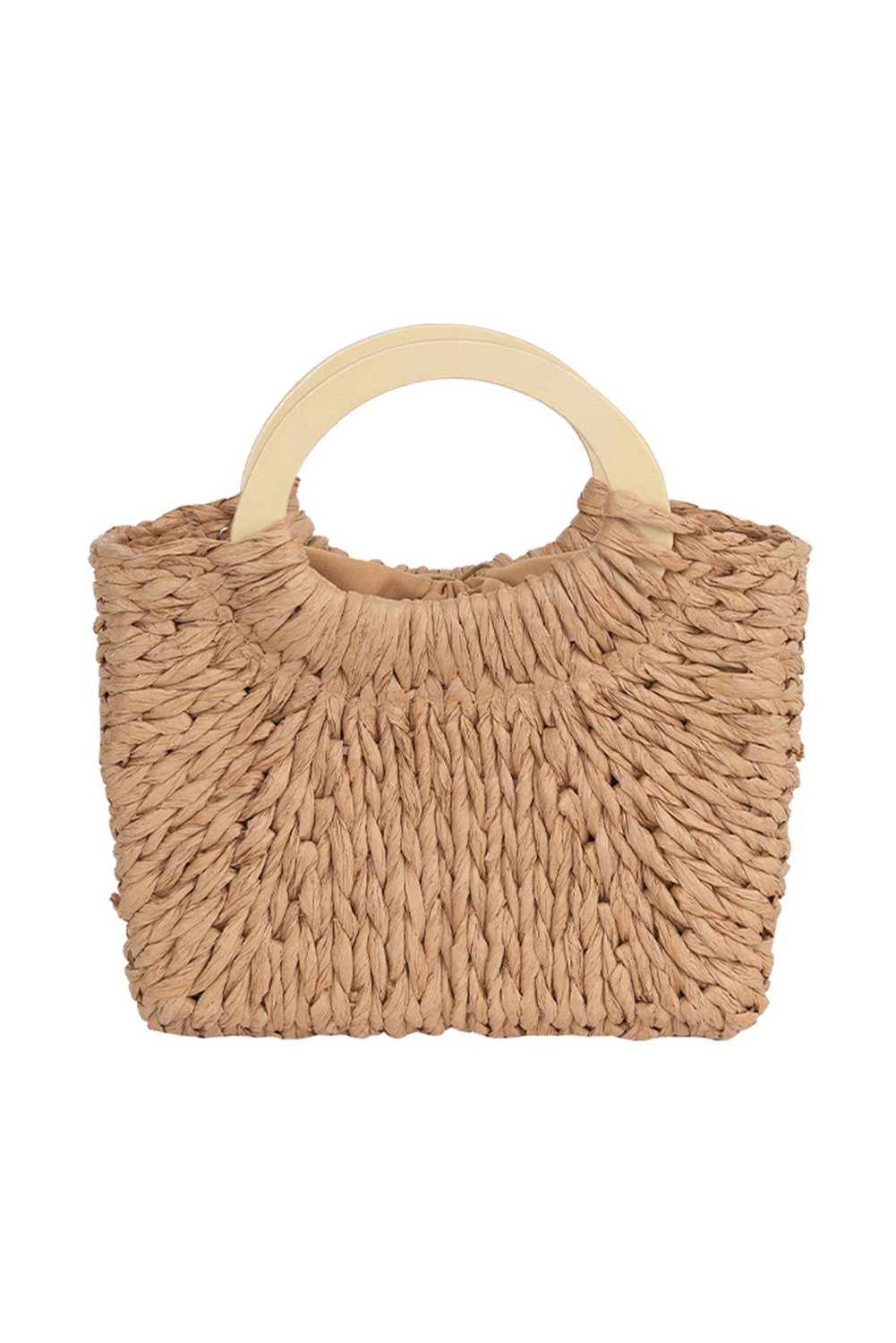 Camel Retro Straw Woven Handle Bag - loveforevers