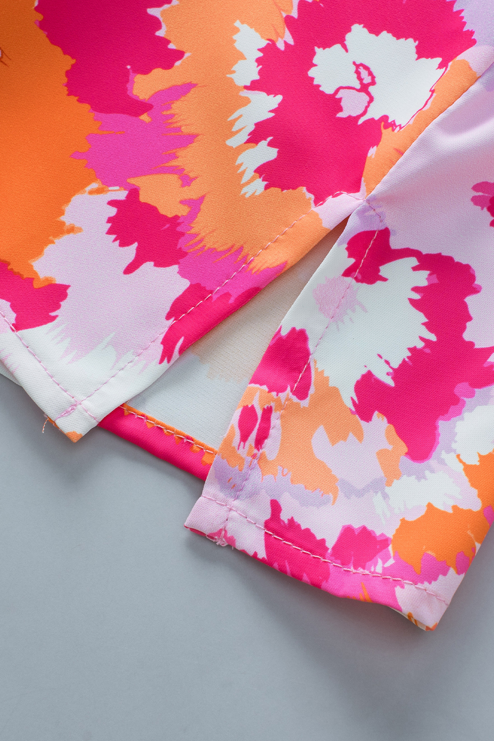 Rose Red Abstract Print V Neck Summer Blouse - loveforevers