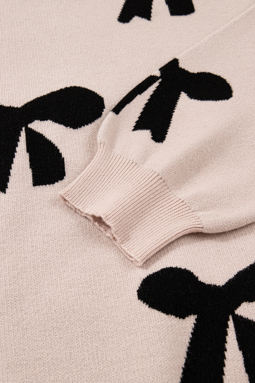Bright Pink Pearl Embellished Bow Pattern Loose Sweater - loveforevers