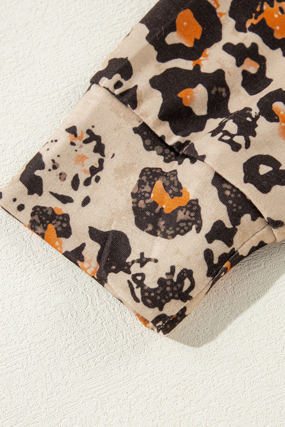 Brown Bleached Halloween Pumpkin Leopard Print Sweatshirt - loveforevers